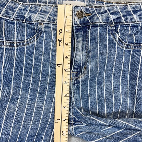 Cello Flare Jeans Women’s 4 Blue White Pinstripe Open Hem - Picture 9 of 14